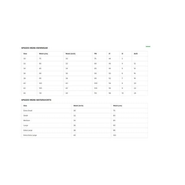 Speedo HyperBoom Band 16’’ Watershorts black size chart