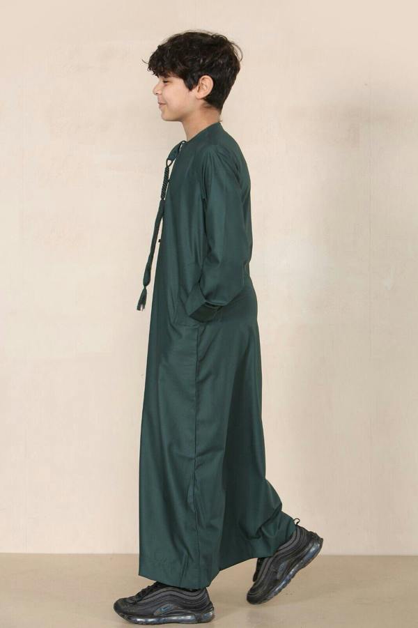 Infinity Leather Boy's Kids Thobe Emirati Jubba Islamic Clothing Kaftan Eid String Tassel