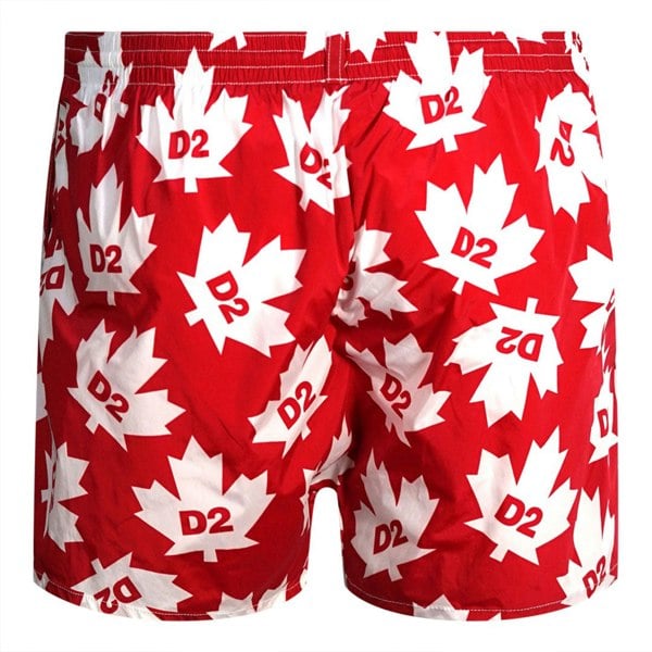 Dsquared2 All Over Maple Leaf Logo Swim Shorts - Red