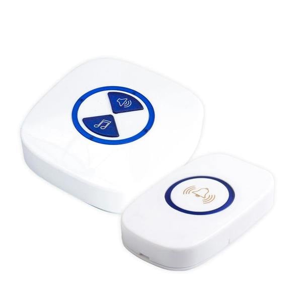 ENER-J Wireless Kinetic Doorbell, Battery Free Self Powered Door Bell with Plug In Receiver, 38 Melodies, IP44 Waterproof, White