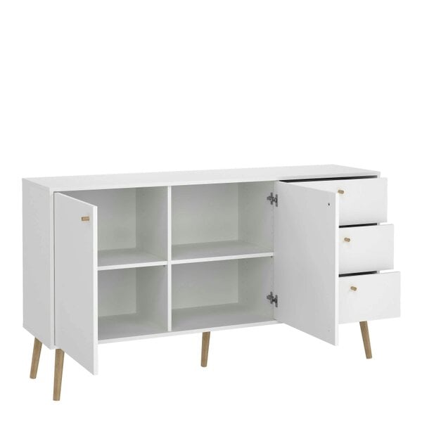 Wyld Haus Quietbloom White Wooden Sideboard 2 Doors 3 Drawers