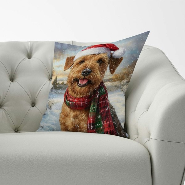 Warren Reed Snowy Christmas Irish Terrier Cushion