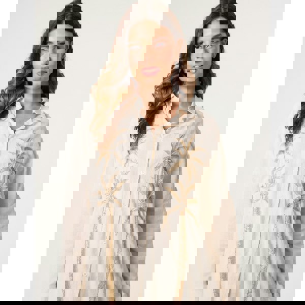 Blue Vanilla Shirt With Golden Palm Trees