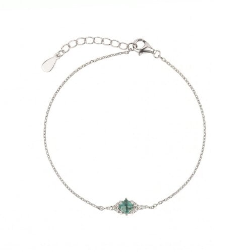Spero London Sterling Silver Green Princess Halo Bracelet