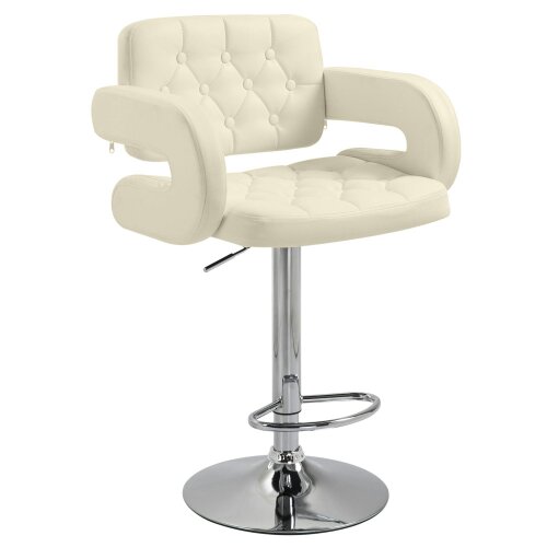 Wyld Haus Filena Faux Leather Beige Adjustable Swivel Bar Stool With Armrests And Footrest