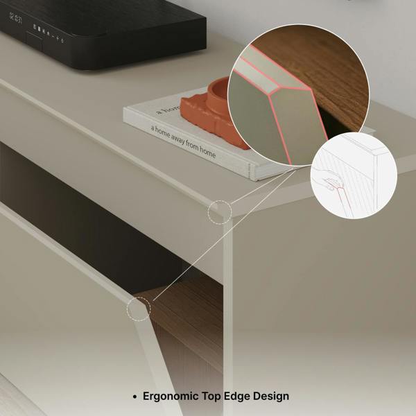 Decortie Modern TV Stand Unit 120cm with Soft-Close Drop-Down Door Non-handle Design & Storage Space, Living Room