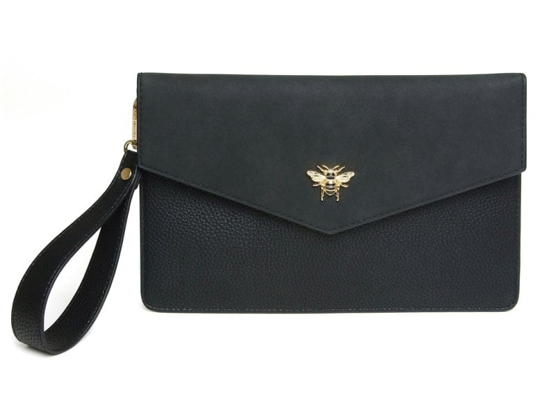 Alice Wheeler Bee Envelope Clutch With Detachable Wrist Strap
