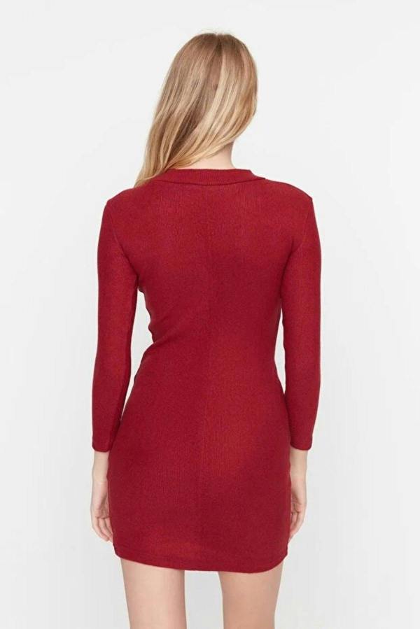 WOVCOR Fitted Mini Stand-Up Collar Knit Pencil Dress