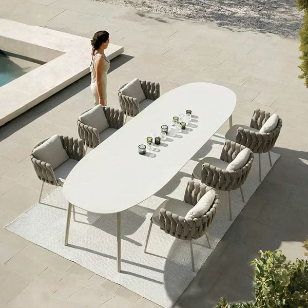 Vallee Rattan Dining Chair, Outdoor, Light Grey Cushions, For Clearance x 2-Weilai Concept-Weilai Concept