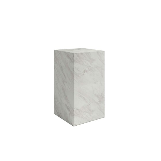Wyld Haus Dingle White Marble Effect Small Pedestal Side table