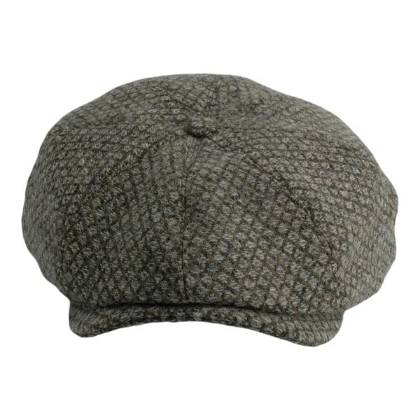 Gamble & Gunn Lewis - 8 Panel British Made Harris Tweed in Barleycorn Pewter Grey Cap 