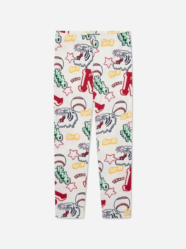 KENZO KIDS KENZO Girls Kenzo Club Leggings in Ivory