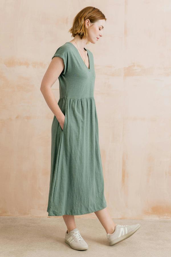 Shine Organic Cotton Jersey Dress Laurel Green