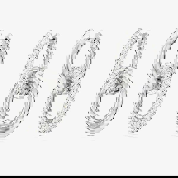 Swarovski Dextera White Interlocking Loop Rhodium Plated Earrings 5671807