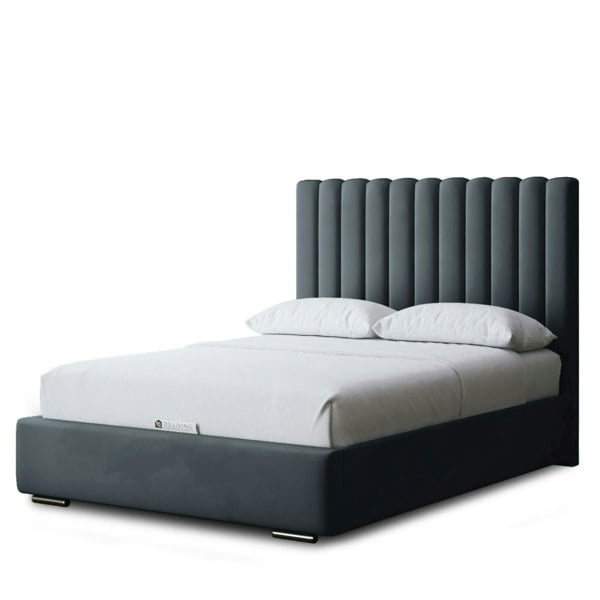 DS Living Evangeline Ottoman Bed with Upholstered Headboard - Grey (Steel) - Small Double / 4ft