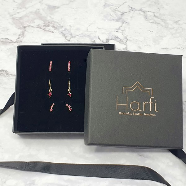 July Birthstone Ruby Earrings Gift Set For Her