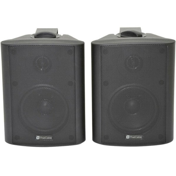 2x Black Bluetooth Wall Speaker System 110W Bar Restaurant Wireless Amp HiFi Kit