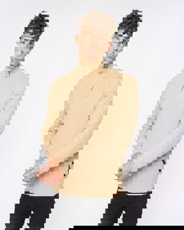 Crosshatch Havaline 1/4 Zip Knit Wheat