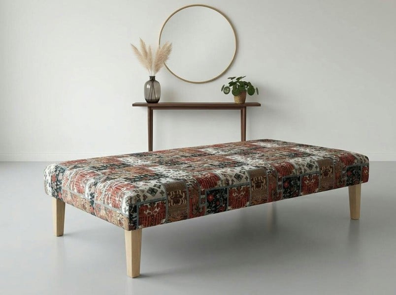 ISTOOLS Premium Printed Pattern Fabric Footstool Ottoman – Multi-Functional Pouffe Footrest & Table - 50 x 30 Inches (127 x 76cm)