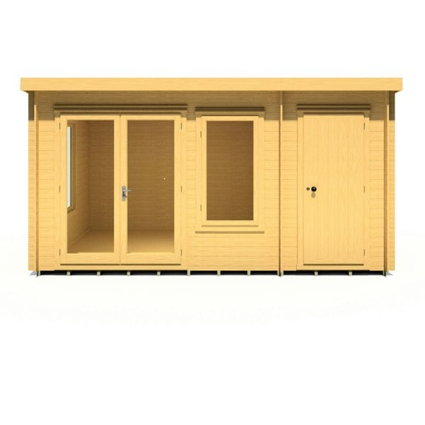 Shire Elm 10Gx14 Multiroom Pent Log Cabin 19mm interlock  Cladding - Best Shed