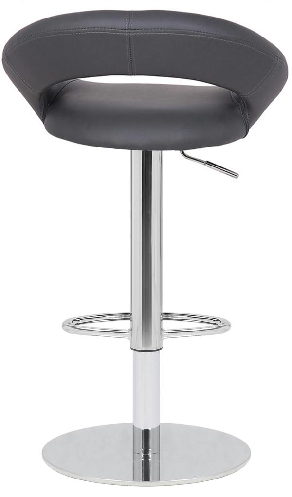 Lamboro Deluxe Sorrento Real Leather Kitchen & Breakasft Bar Stool,  Adjustable Swivel Gas Lift, Charcoal Grey