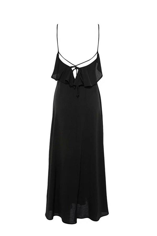WOVCOR Woven Ruffled Beach Midi Dress