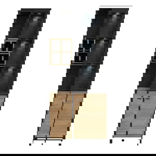 Furniture To Go High Rock Display Cabinet in Matt Black/Riviera Oak