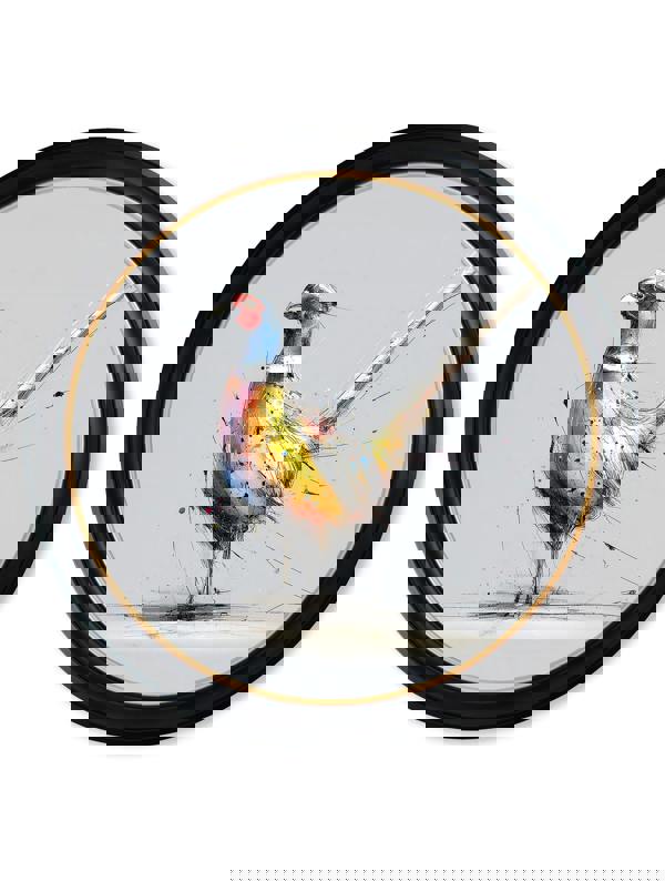 Exceptional Art Plump Pheasant Cosy Sketch - Oxford round frame