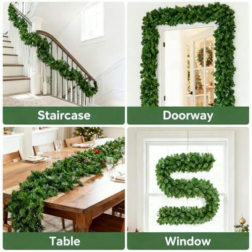 2m Plain Green Imperial Pine Christmas Garland, Non-Pre-Lit PVC Decorative Garland image 5