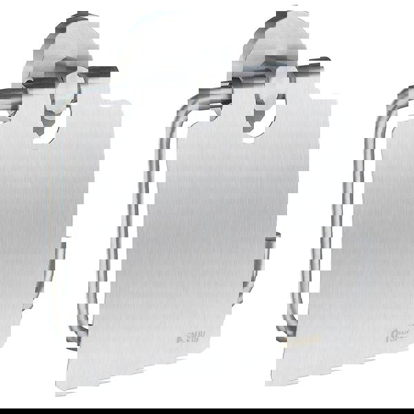 Brushed chrome toilet roll holder with lid