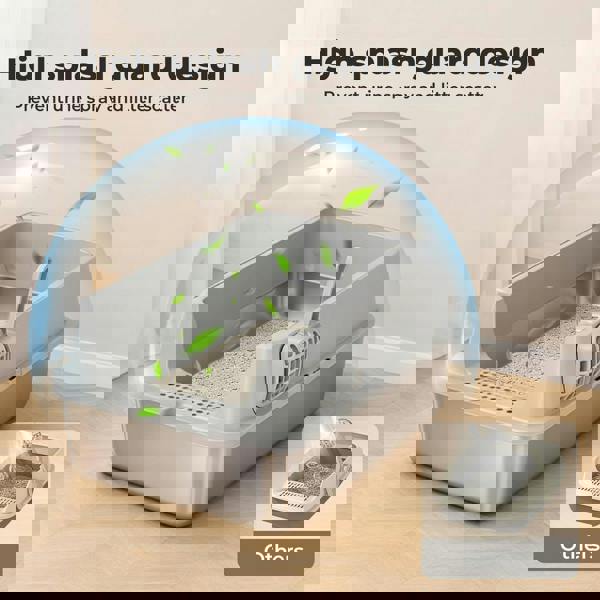 Skylos Stainless Steel Cat Litter Box Semi-Enclosed Easy Cleaning Pet Toilet