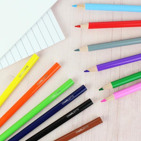 Abode Home & Gifts Personalised Colouring Pencils And Crayons Blue Stationery Set