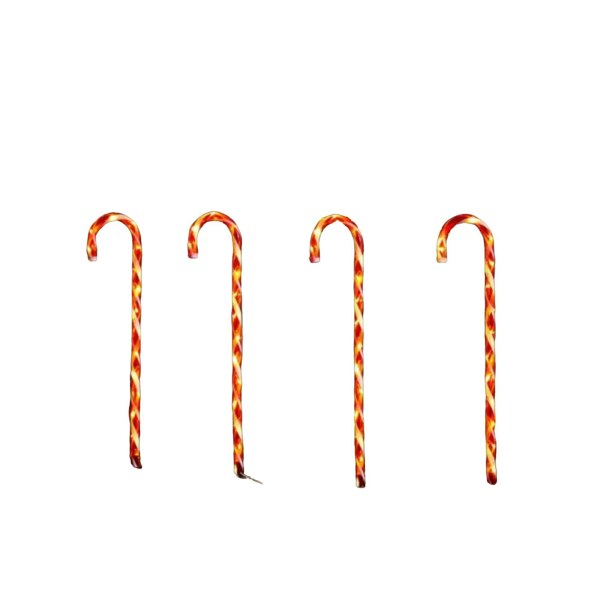Samuel Alexander Set of 4 XL Light up Red & White Stripe Christmas Candy Cane Garden Stakes with LEDs