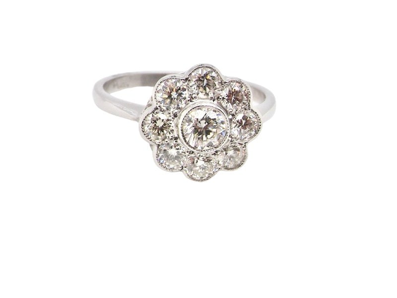 platinum diamond cluster ring