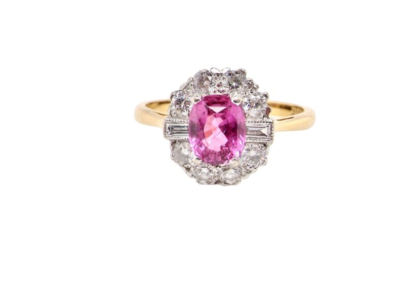 Pink Sapphire and Diamond Ring