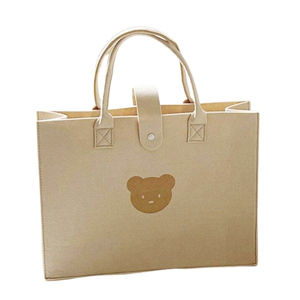 Anymom Mommy Baby Changing Bag Bear design Handbag Large Size Without Zipper Multifunctional Ins Style Mom Tote Bag