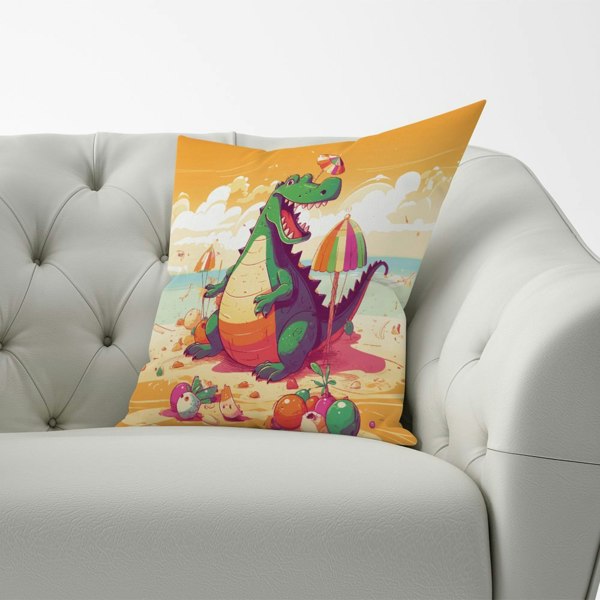 Warren Reed Crocodile On A Beach Holiday Cushions