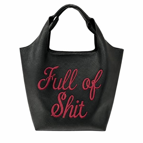 Lilly Loves Full of Shit Burgundy Bucket Bag