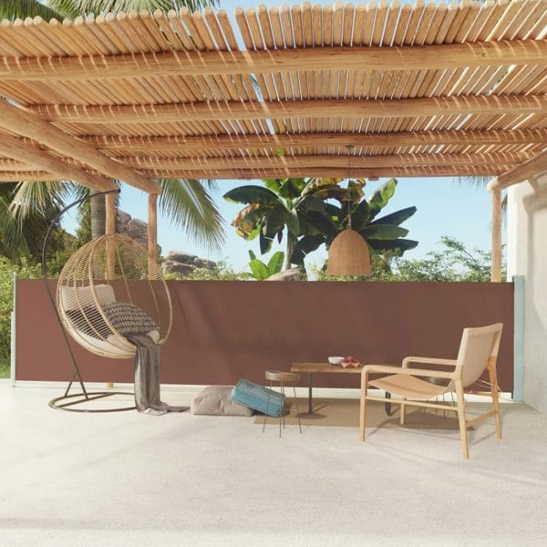 Berkfield Patio Retractable Side Awning 117x600 cm Brown