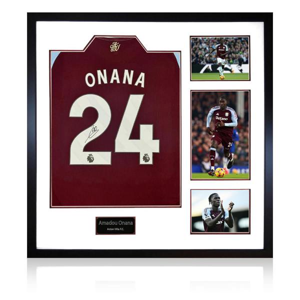Amadou Onana Signed Aston Villa Shirt Elite Frame