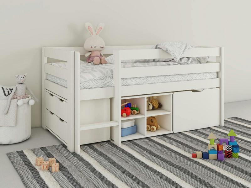 Mid Sleeper Shorty Storage Bed White
