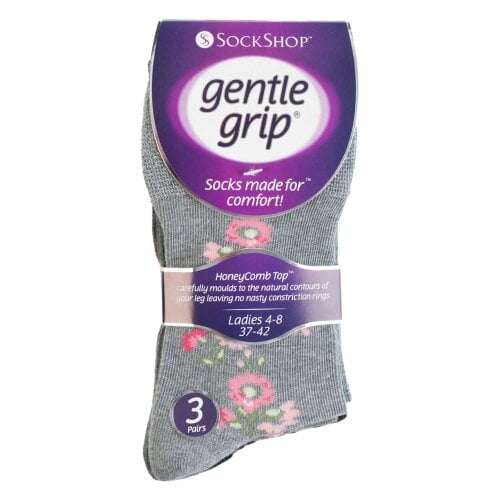 Gentle Grip 3 Pairs Ladies Cotton Rich Everyday Socks Gentle Grip Soft Top Comfort Socks