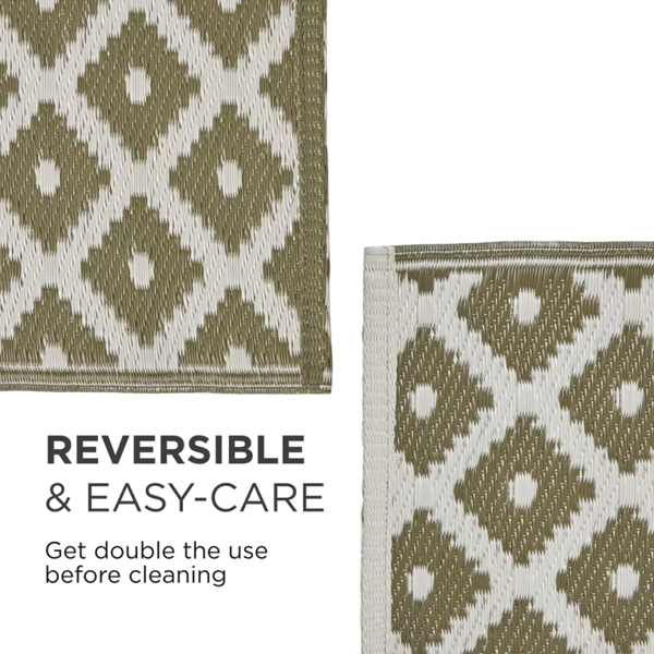 HOMESCAPES Outdoor Rug Luxury Waterproof Reversible Recycled, For Garden, May Geometric