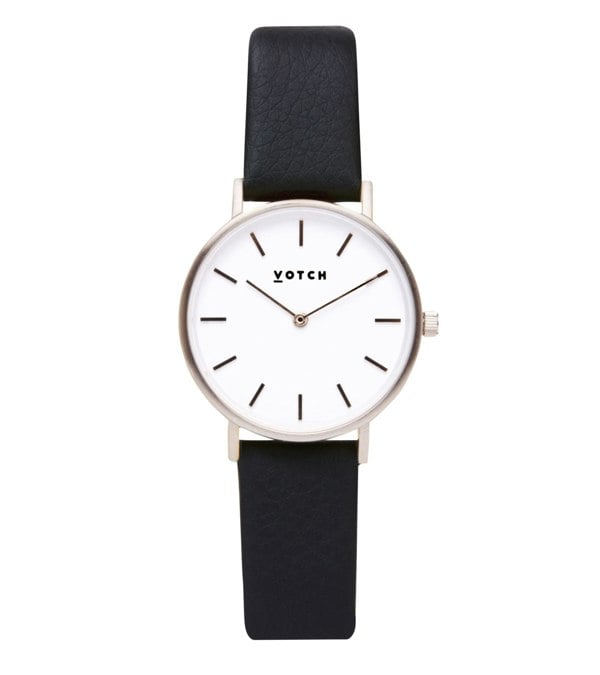 Votch Silver & Black Watch | Petite