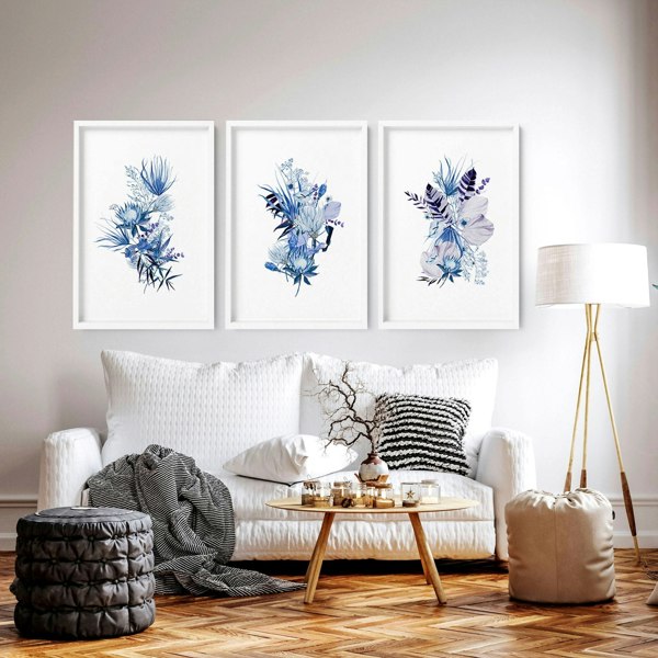 Botanical prints framed | set of 3 wall art prints