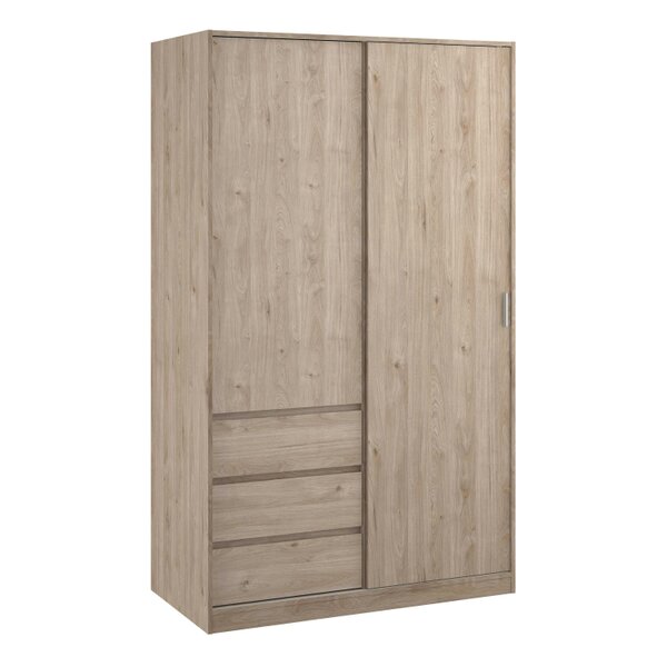 Wyld Haus Budapest Natural Oak Effect Wood Wardrobe 2 Doors 3 Drawers