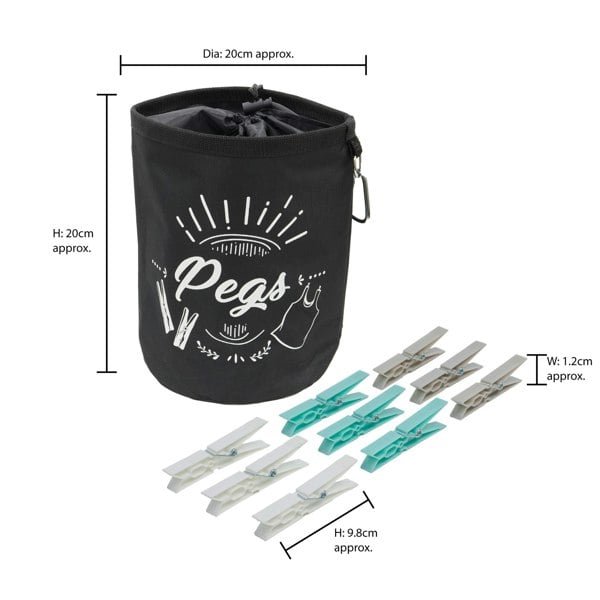 JVL Large Peg Bag with 72 Large Stong Plastic Pegs, Aqua