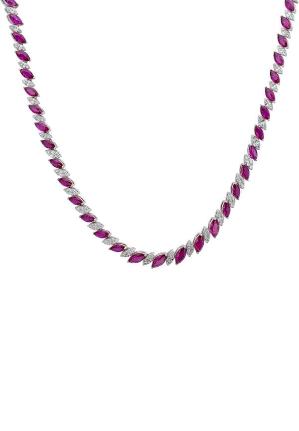 Ruby and diamond necklace.