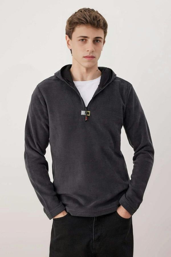WOVCOR Slim Fit Fleece Zippered Hooded Men's Sweatshirt