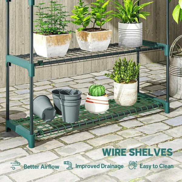 Bobobiy 4-Tier Plant Stand Indoor Outdoor, Set of 2 Metal Plant Shelf with Rack Buckles for Easy Assembly, Flower Display Rack